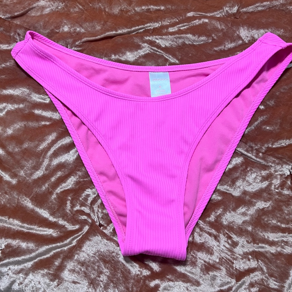 Vibrant Hot Pink Bikini Bottom Line Pattern Xhilaration XL High-waisted